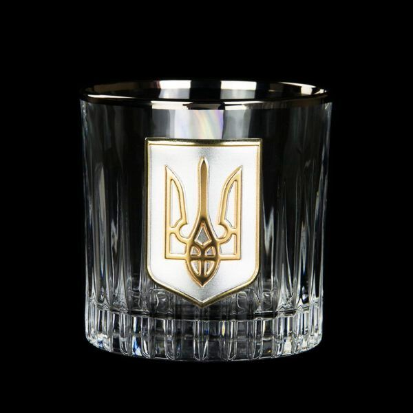 Набор стаканов для виски Boss Crystal Тризуб с платиновыми, золотыми и серебряными накладками B6TRY2PG фото