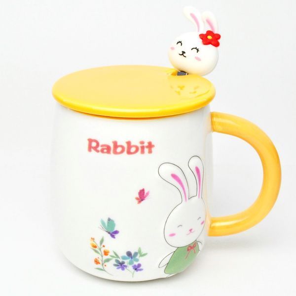 Кружка з кришкою BonaDi Rabbit 430 мл порцелянова з ложкою 927-223 фото