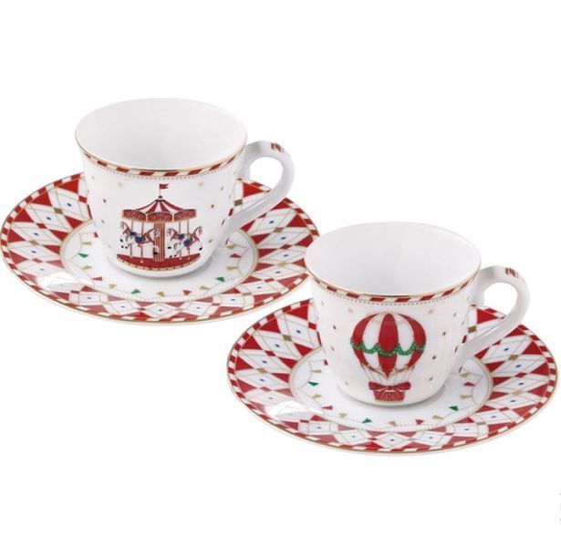 Набор из 2 чашек для кофе с блюдцами Easy Life Christmas Wonderland 80 мл R1107#CHWO фото