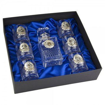 Набор для виски Boss Crystal Гербовий з козаками с золотыми и серебряными накладками B7KOZ1GG фото