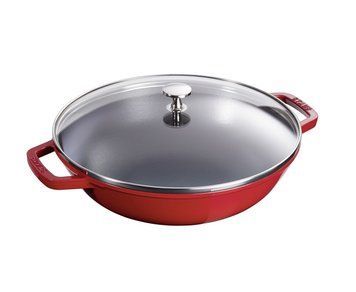 Сковорідка Wok Staub з кришкою 30 см червона 40511-345-0 фото
