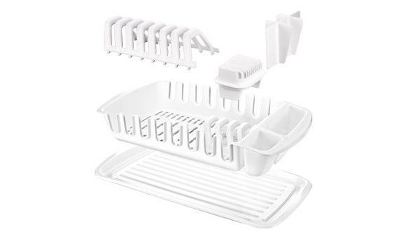 Сушка для посуды Tescoma Clean Kit 49х29 см с лотком белая 900644 фото