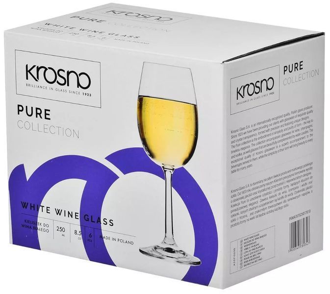 Набір з 6 келихів для білого вина 250 мл Krosno Pure FKMA357025017010 фото