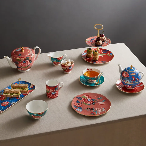 Чашка чайна з блюдцем Wedgwood Paeonia Blush 320 мл червона 701587384056 фото