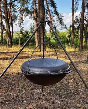 Казан азіатський Brizoll "Азія" 15 л, чавунний з кришкою-сковорідкою гриль KA15-3 фото