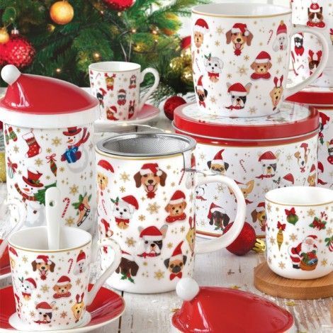 Чашка для чаю Easy Life Christmas Friends 370 мл Dogs з інф'юзером та кришкою 111005702 фото