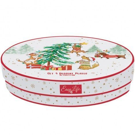 Набор из 4 десертных тарелок Easy Life Christmas Gang 19 см 111005581 фото