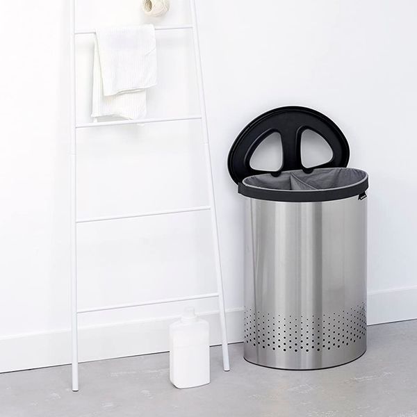 Кошик для білизни Brabantia Laundry Bin Matt Steel 55 л з двома відділеннями 105029 фото