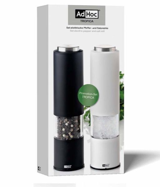 Електричний млин для перцю та солі AdHoc Tropica LED 21,5 см білий EP23 фото