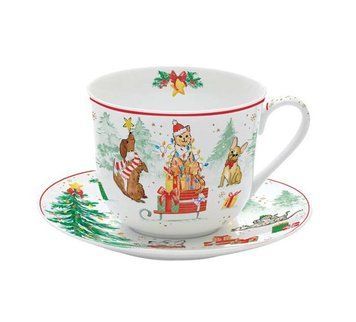 Чашка для чаю з блюдцем Easy Life Christmas Gang 400 мл 111005582 фото